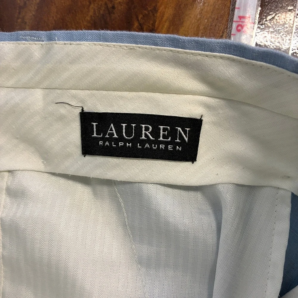 Lauren Ralph Lauren Mens Linen Straight Leg Trouser Pants Size 30x30 Light Blue
